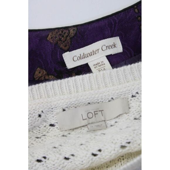 Ann Taylor Loft Coldwater Creek Womens Sweater Top White Purple Size M P14 Lot 2 - Picture 3 of 3
